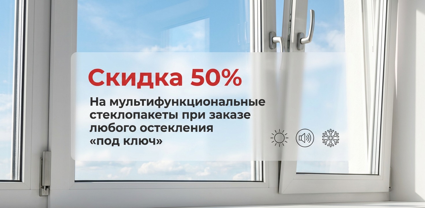 Скидка 50% на мультифункциональные стеклопакеты